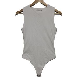 Womens Abercrombie & Fitch White Elastic Crewneck Sleeveless Bodysuit Size Small